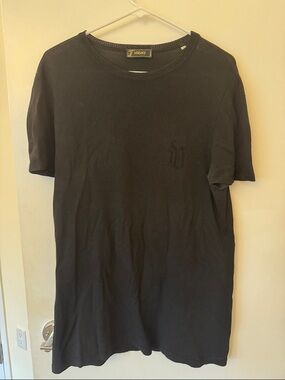 Versace Black Short-Sleeve Crewneck Tee with Subtle Logo